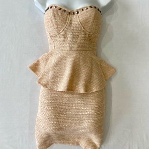 Tweed Peplum Formal Dress